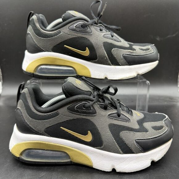 Nike Air Max 200 GS AT5627-003 Black Gold Active Sneakers Youth Size 6Y - Picture 1 of 9